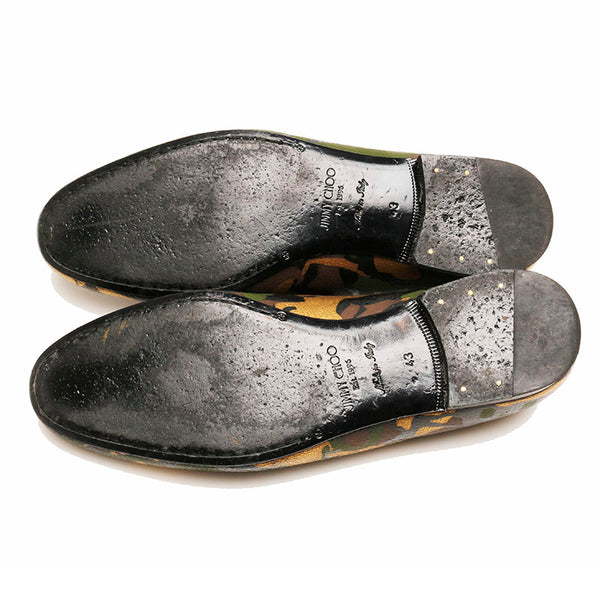 ジミーチュウ カモフラージュ スリッポン カーキ レザー メンズ JIMMY CHOO 【中古】