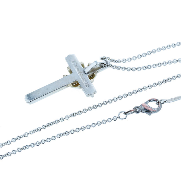 ティファニー SV925 シルバー K18YG イエローゴールド クロス ネックレス レディース TIFFANY&Co. 【中古】