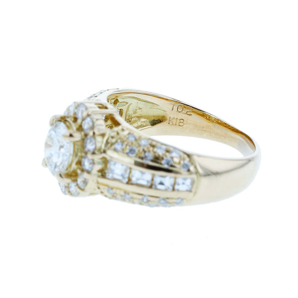 K18YG イエローゴールド ダイヤ0.609ct ダイヤ1.02ct リング 指輪 レディース 10号 【中古】