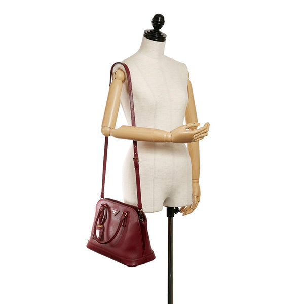 プラダ サフィアーノ べルニーチェ BN2567 ボルドー  レザー ハンドバッグ ショルダーバッグ 2WAY レディース PRADA 【中古】