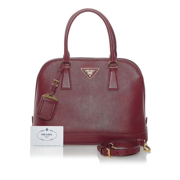 プラダ サフィアーノ べルニーチェ BN2567 ボルドー  レザー ハンドバッグ ショルダーバッグ 2WAY レディース PRADA 【中古】