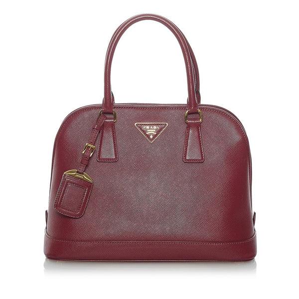 プラダ サフィアーノ べルニーチェ BN2567 ボルドー  レザー ハンドバッグ ショルダーバッグ 2WAY レディース PRADA 【中古】