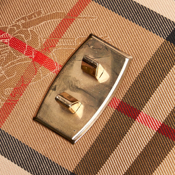バーバリー ノバチェック ガーメントケース ベージュ キャンバス レザー メンズ BURBERRY 【中古】