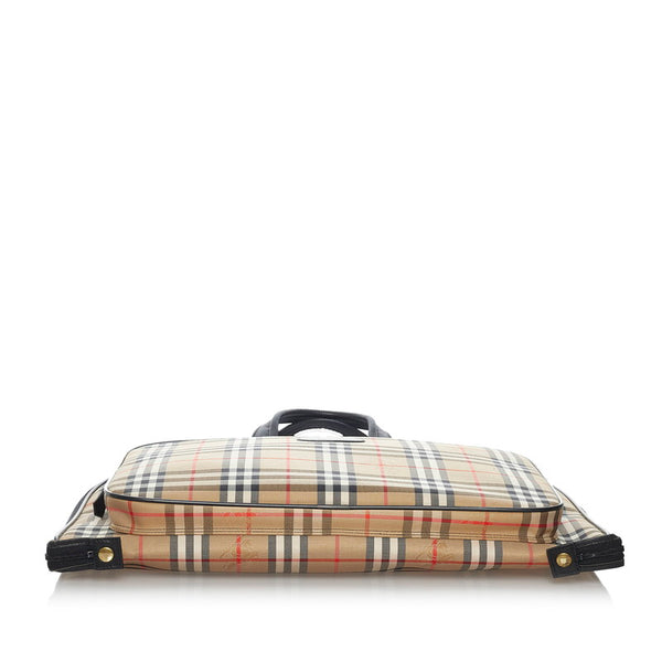 バーバリー ノバチェック ガーメントケース ベージュ キャンバス レザー メンズ BURBERRY 【中古】