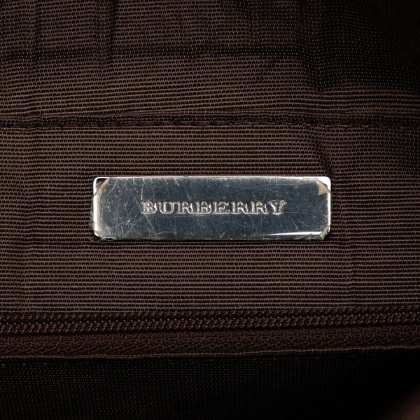 バーバリー ノバチェック ハンドバッグ ブラウン キャンバス レザー レディース BURBERRY 【中古】