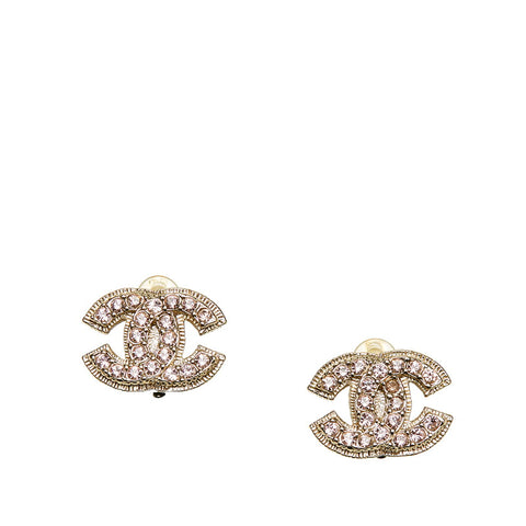 シャネル ココマーク ラインストーン イヤリング ゴールド ピンク メッキ レディース CHANEL 【中古】