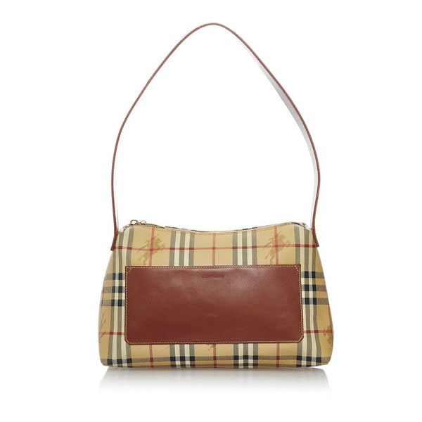 バーバリー ノバチェック シャドーホース ベージュ ブラウン PVC レザー ショルダーバッグ レディース BURBERRY 【中古】