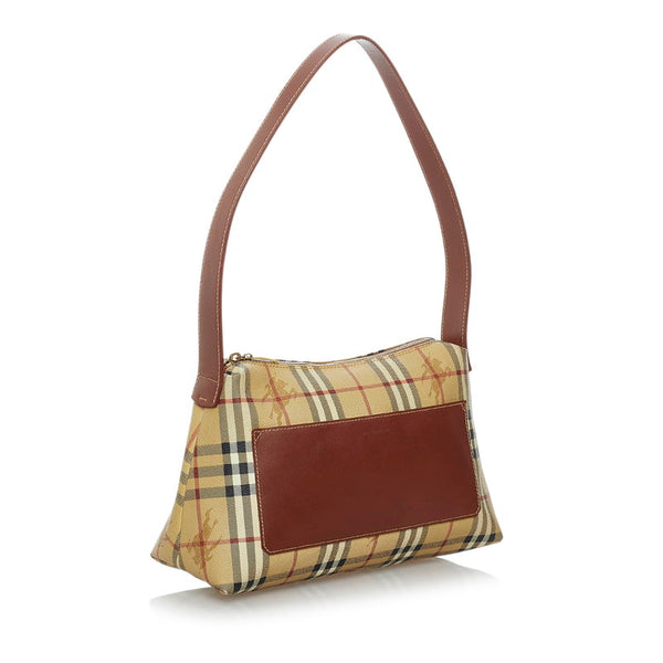 バーバリー ノバチェック シャドーホース ベージュ ブラウン PVC レザー ショルダーバッグ レディース BURBERRY 【中古】