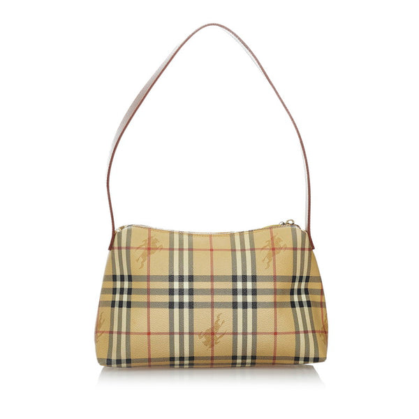 バーバリー ノバチェック シャドーホース ベージュ ブラウン PVC レザー ショルダーバッグ レディース BURBERRY 【中古】