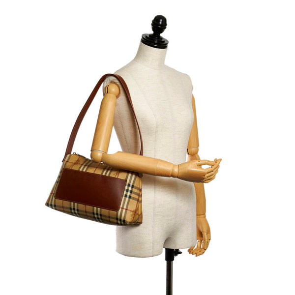 バーバリー ノバチェック シャドーホース ベージュ ブラウン PVC レザー ショルダーバッグ レディース BURBERRY 【中古】