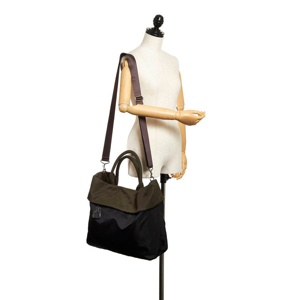 プラダ ポコノ リバーシブル ブラック カーキ ナイロン トートバッグ ショルダーバッグ 2way レディース PRADA 【中古】