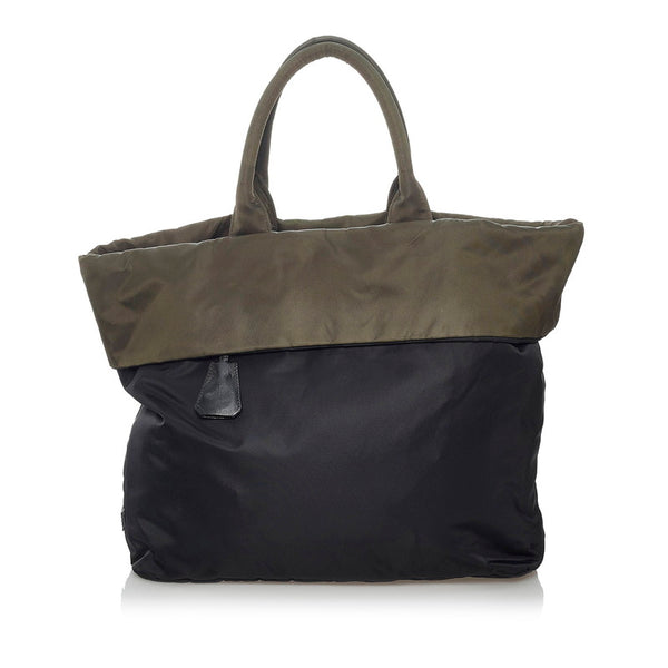 プラダ ポコノ リバーシブル ブラック カーキ ナイロン トートバッグ ショルダーバッグ 2way レディース PRADA 【中古】