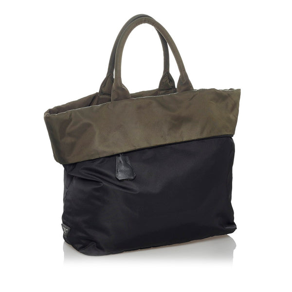 プラダ ポコノ リバーシブル ブラック カーキ ナイロン トートバッグ ショルダーバッグ 2way レディース PRADA 【中古】