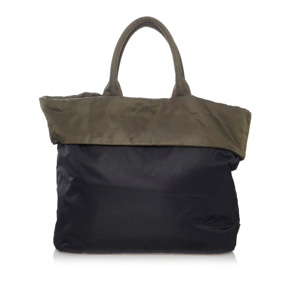 プラダ ポコノ リバーシブル ブラック カーキ ナイロン トートバッグ ショルダーバッグ 2way レディース PRADA 【中古】