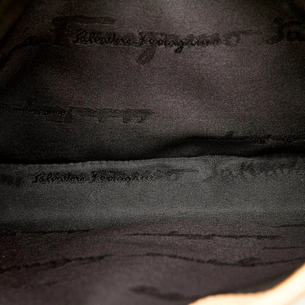 サルヴァトーレフェラガモ ガンチーニ トリフォリオ ワンショルダー AQ‐21 8662 ベージュ レザー レディース Salvatore Ferragamo 【中古】