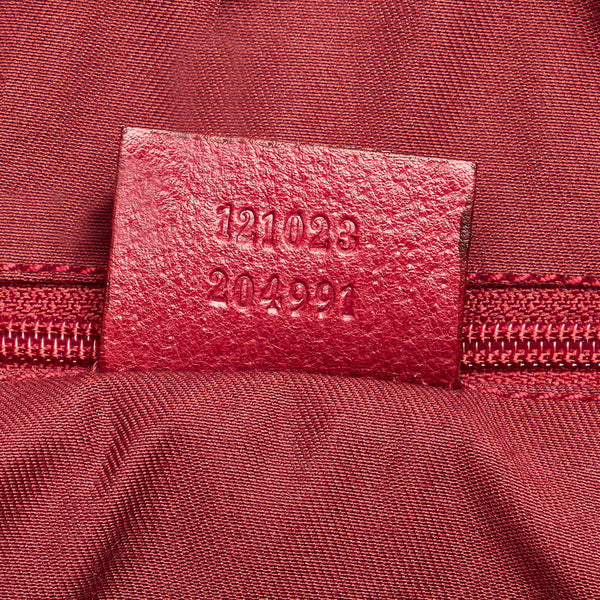 グッチ GGキャンバス ハンドバッグ トートバッグ 121023 ベージュ レッド キャンバス レザー レディース GUCCI 【中古】