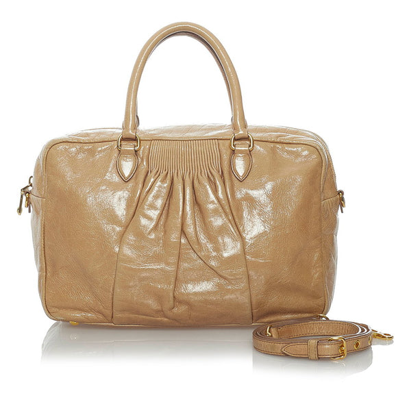 ミュウミュウ ハンドバッグ ショルダーバッグ 2WAY ベージュ レザー レディース MIUMIU 【中古】