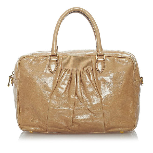 ミュウミュウ ハンドバッグ ショルダーバッグ 2WAY ベージュ レザー レディース MIUMIU 【中古】