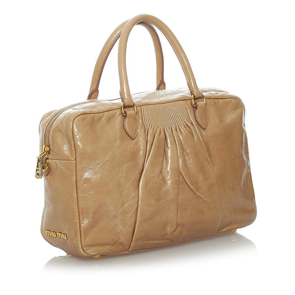 ミュウミュウ ハンドバッグ ショルダーバッグ 2WAY ベージュ レザー レディース MIUMIU 【中古】
