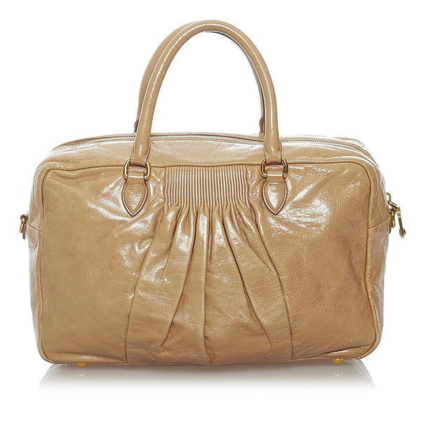 ミュウミュウ ハンドバッグ ショルダーバッグ 2WAY ベージュ レザー レディース MIUMIU 【中古】