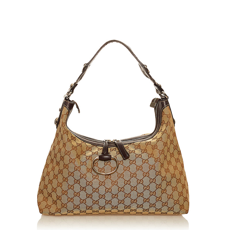 グッチ GGキャンバス 232961 ベージュ キャンバス レザー ワンショルダー レディース GUCCI 【中古】