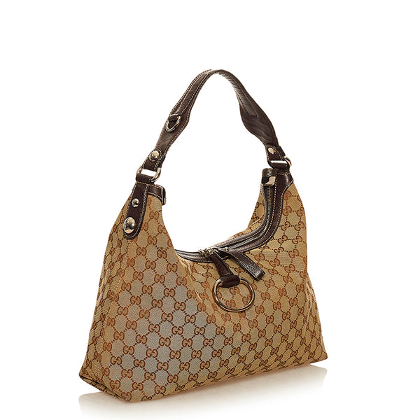 グッチ GGキャンバス 232961 ベージュ キャンバス レザー ワンショルダー レディース GUCCI 【中古】