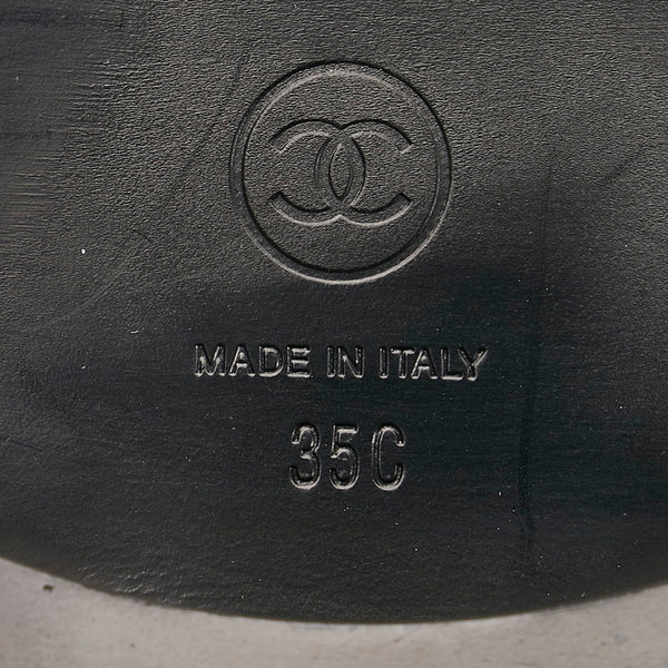 シャネル ココマーク ロングブーツ シルバー ブラック レザー レディース CHANEL 【中古】