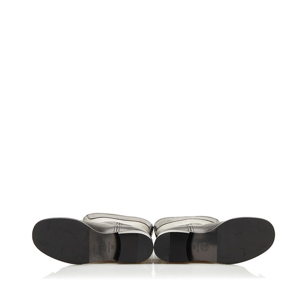 シャネル ココマーク ロングブーツ シルバー ブラック レザー レディース CHANEL 【中古】