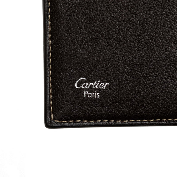 カルティエ 2C ロゴ モチーフ 二つ折り財布 ダークブラウン レザー レディース CARTIER 【中古】