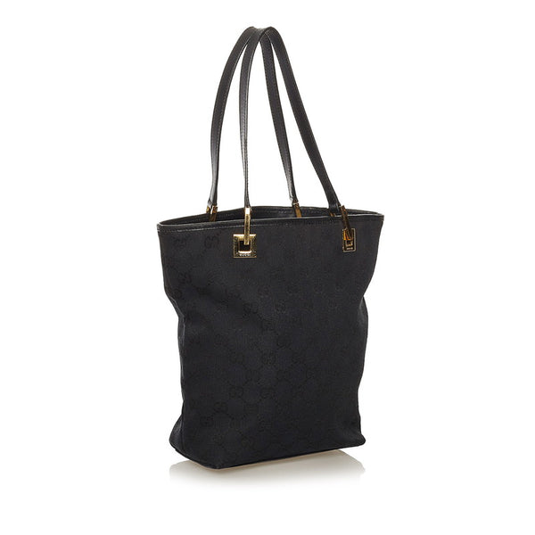 グッチ GGキャンバス ハンドバッグ 0021099 ブラック キャンバス レザー レディース GUCCI 【中古】