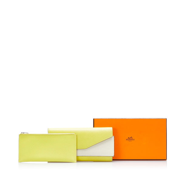 エルメス パッサンロング 長財布 イエロー レザー レディース HERMES 【中古】