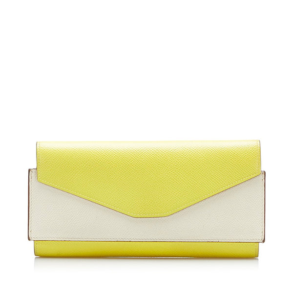 エルメス パッサンロング 長財布 イエロー レザー レディース HERMES 【中古】