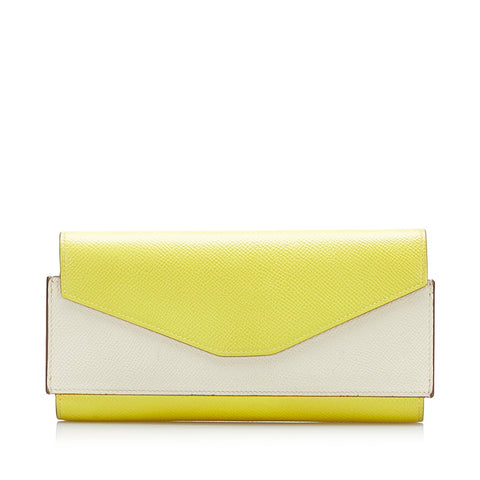 エルメス パッサンロング 長財布 イエロー レザー レディース HERMES 【中古】