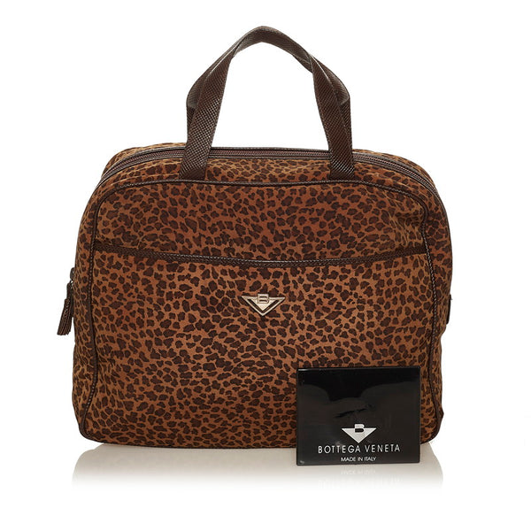 ボッテガヴェネタ レオパード ブラウン ナイロン ハンドバッグ レディース BOTTEGAVENETA 【中古】