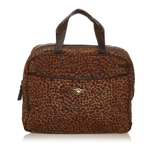 ボッテガヴェネタ レオパード ブラウン ナイロン ハンドバッグ レディース BOTTEGAVENETA 【中古】