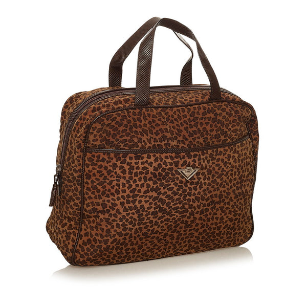 ボッテガヴェネタ レオパード ブラウン ナイロン ハンドバッグ レディース BOTTEGAVENETA 【中古】