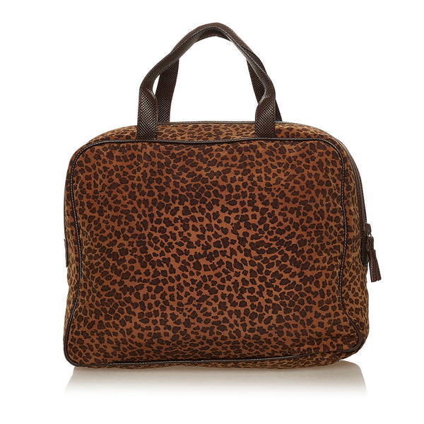 ボッテガヴェネタ レオパード ブラウン ナイロン ハンドバッグ レディース BOTTEGAVENETA 【中古】