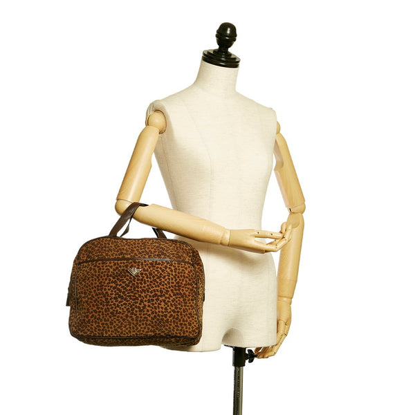 ボッテガヴェネタ レオパード ブラウン ナイロン ハンドバッグ レディース BOTTEGAVENETA 【中古】