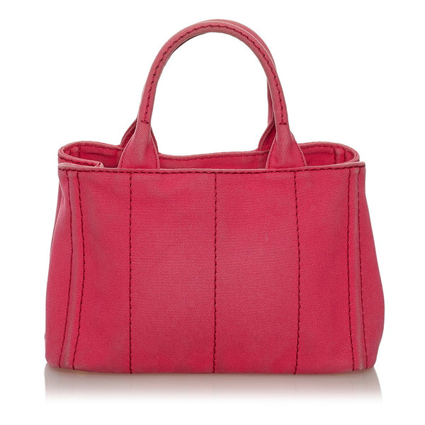 プラダ カナパ ミニ ハンドバッグ ショルダーバッグ ２WAY ピンク キャンバス レディース PRADA 【中古】