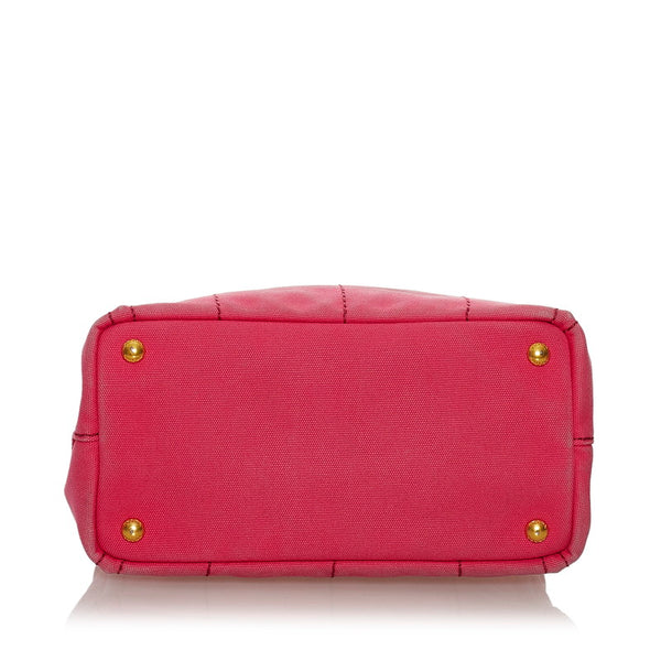 プラダ カナパ ミニ ハンドバッグ ショルダーバッグ ２WAY ピンク キャンバス レディース PRADA 【中古】