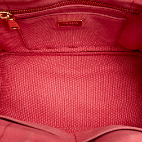 プラダ カナパ ミニ ハンドバッグ ショルダーバッグ ２WAY ピンク キャンバス レディース PRADA 【中古】