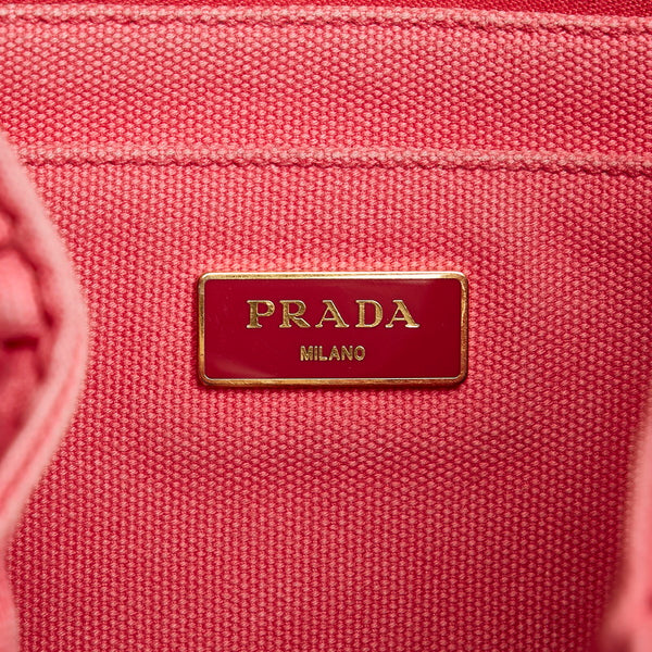 プラダ カナパ ミニ ハンドバッグ ショルダーバッグ ２WAY ピンク キャンバス レディース PRADA 【中古】