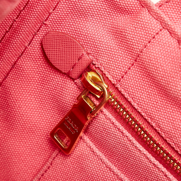 プラダ カナパ ミニ ハンドバッグ ショルダーバッグ ２WAY ピンク キャンバス レディース PRADA 【中古】