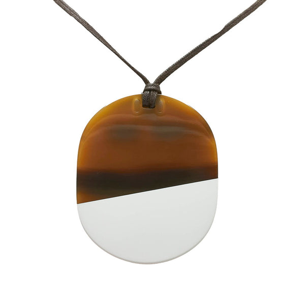 エルメス リフトGM バイカラー ネックレス ブラウン ホワイト バッファローホーン レディース HERMES 【中古】