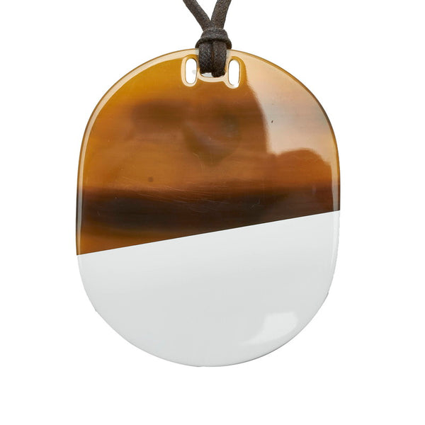 エルメス リフトGM バイカラー ネックレス ブラウン ホワイト バッファローホーン レディース HERMES 【中古】