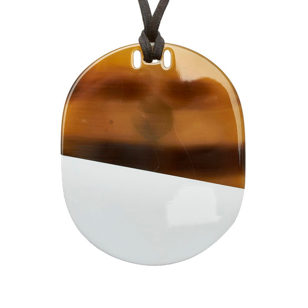 エルメス リフトGM バイカラー ネックレス ブラウン ホワイト バッファローホーン レディース HERMES 【中古】