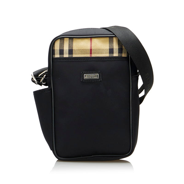 バーバリー ノバチェック 斜め掛け ショルダーバッグ  ブラック ベージュ ナイロン キャンバス レディース BURBERRY 【中古】