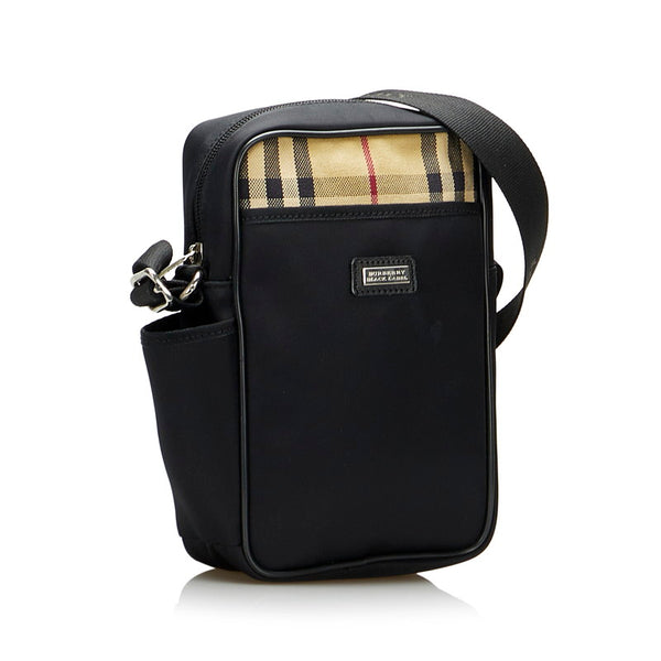 バーバリー ノバチェック 斜め掛け ショルダーバッグ  ブラック ベージュ ナイロン キャンバス レディース BURBERRY 【中古】
