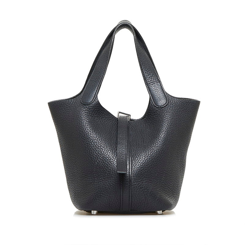 エルメス ピコタンPM シルバー金具 ハンドバッグ ノワール ブラック トリヨンクレマンス レディース HERMES 【中古】