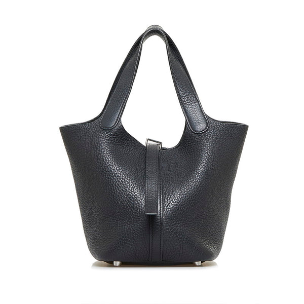 エルメス ピコタンPM シルバー金具 ハンドバッグ ノワール ブラック トリヨンクレマンス レディース HERMES 【中古】